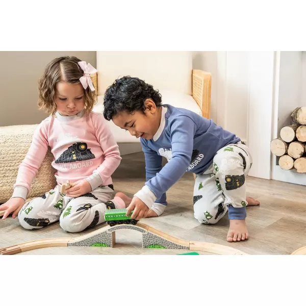 Lazy One Warm LongSleeve PJ Sets for Girls and Boys Funny Kids Pajama Sets Cozy ComfyAll Aboard Pink Pajama Sets