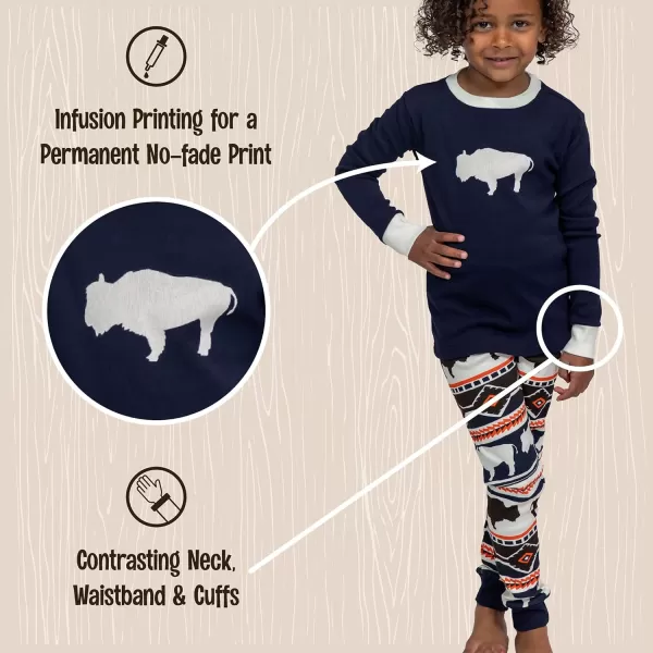 Lazy One Warm LongSleeve PJ Sets for Girls and Boys Funny Kids Pajama Sets Cozy ComfyBuffalo Fair Isle Pajama Sets