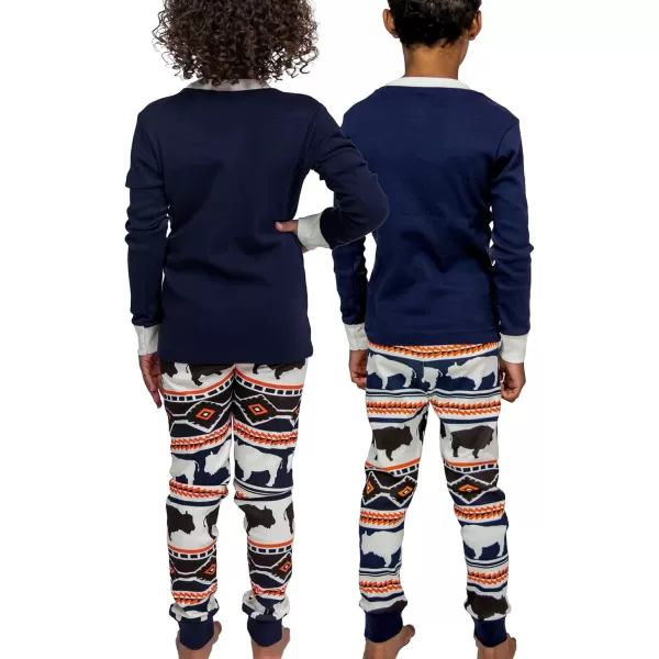 Lazy One Warm LongSleeve PJ Sets for Girls and Boys Funny Kids Pajama Sets Cozy ComfyBuffalo Fair Isle Pajama Sets