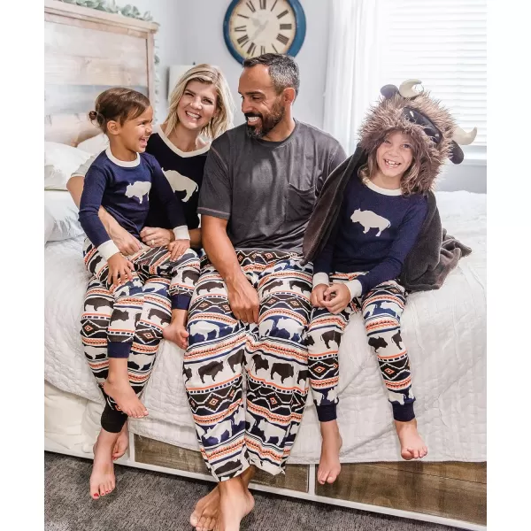 Lazy One Warm LongSleeve PJ Sets for Girls and Boys Funny Kids Pajama Sets Cozy ComfyBuffalo Fair Isle Pajama Sets