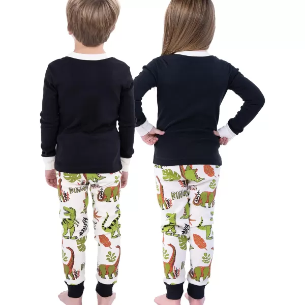 Lazy One Warm LongSleeve PJ Sets for Girls and Boys Funny Kids Pajama Sets Cozy ComfyDinosnore Black Pajama Sets