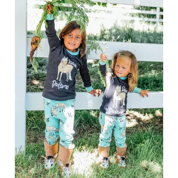 Lazy One Warm LongSleeve PJ Sets for Girls and Boys Funny Kids Pajama Sets Cozy ComfyPasture Bedtime Mint Pajama Sets