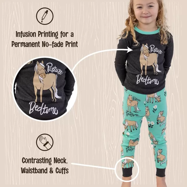 Lazy One Warm LongSleeve PJ Sets for Girls and Boys Funny Kids Pajama Sets Cozy ComfyPasture Bedtime Mint Pajama Sets