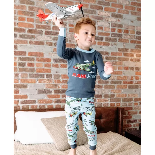 Lazy One Warm LongSleeve PJ Sets for Girls and Boys Funny Kids Pajama Sets Cozy ComfyPlane Tired Pajama Sets