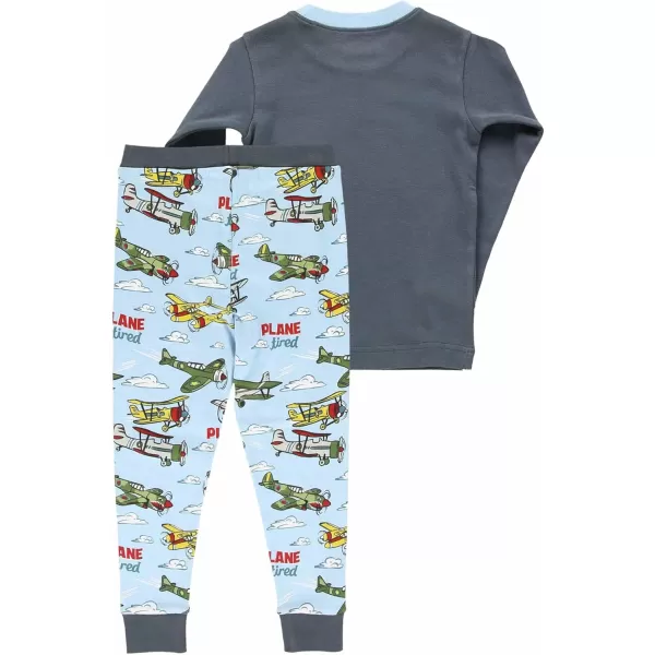 Lazy One Warm LongSleeve PJ Sets for Girls and Boys Funny Kids Pajama Sets Cozy ComfyPlane Tired Pajama Sets