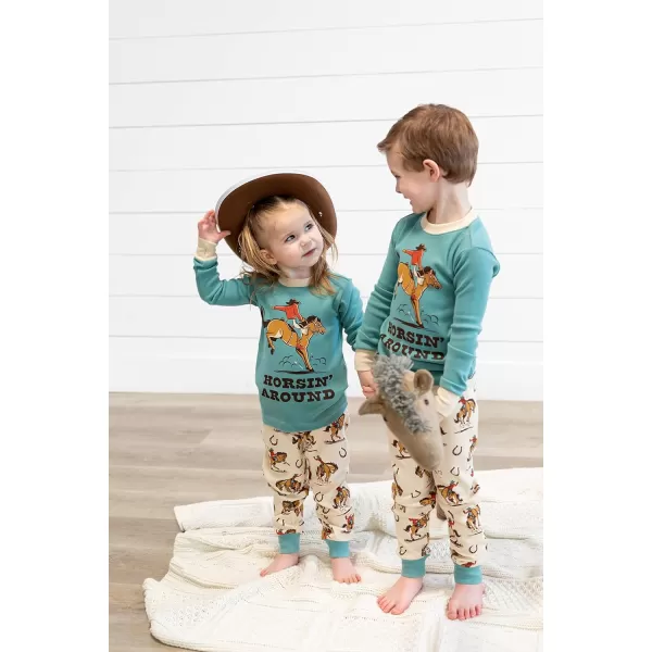 Lazy One Warm LongSleeve PJ Sets for Girls and Boys Funny Kids Pajama Sets Cozy ComfyRodeo Pajama Sets