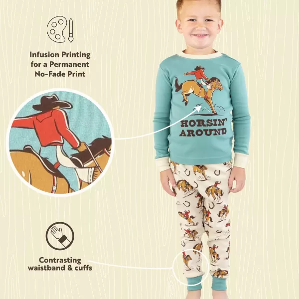Lazy One Warm LongSleeve PJ Sets for Girls and Boys Funny Kids Pajama Sets Cozy ComfyRodeo Pajama Sets