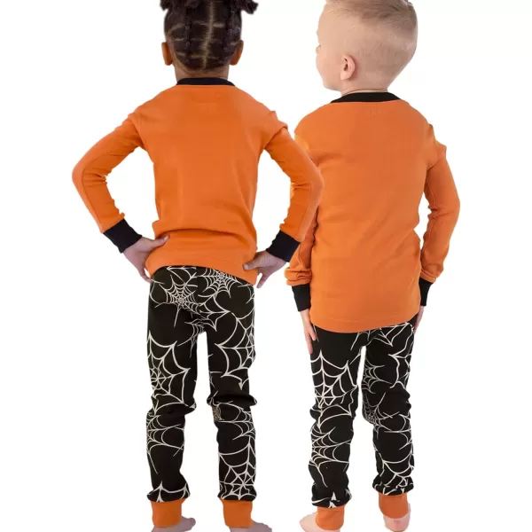 Lazy One Warm LongSleeve PJ Sets for Girls and Boys Funny Kids Pajama Sets Cozy ComfySpiderweb Pajama Sets