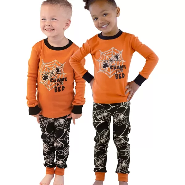 Lazy One Warm LongSleeve PJ Sets for Girls and Boys Funny Kids Pajama Sets Cozy ComfySpiderweb Pajama Sets