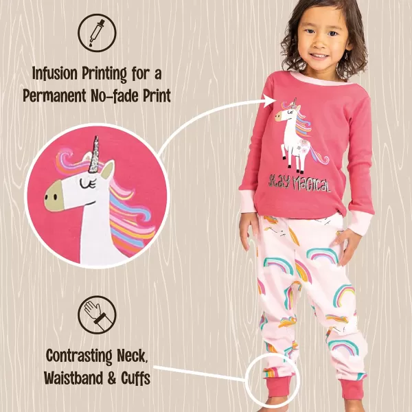 Lazy One Warm LongSleeve PJ Sets for Girls and Boys Funny Kids Pajama Sets Cozy ComfyStay Magical Pajama Sets