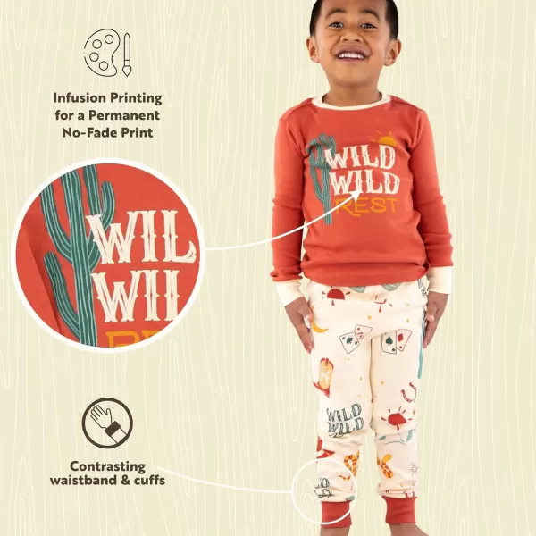 Lazy One Warm LongSleeve PJ Sets for Girls and Boys Funny Kids Pajama Sets Cozy ComfyWild Wild Rest Orange Pajama Sets