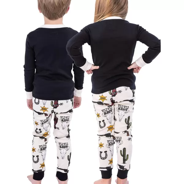Lazy One Warm LongSleeve PJ Sets for Girls and Boys Funny Kids Pajama Sets Cozy ComfyWild Wild Rest Pajama Sets