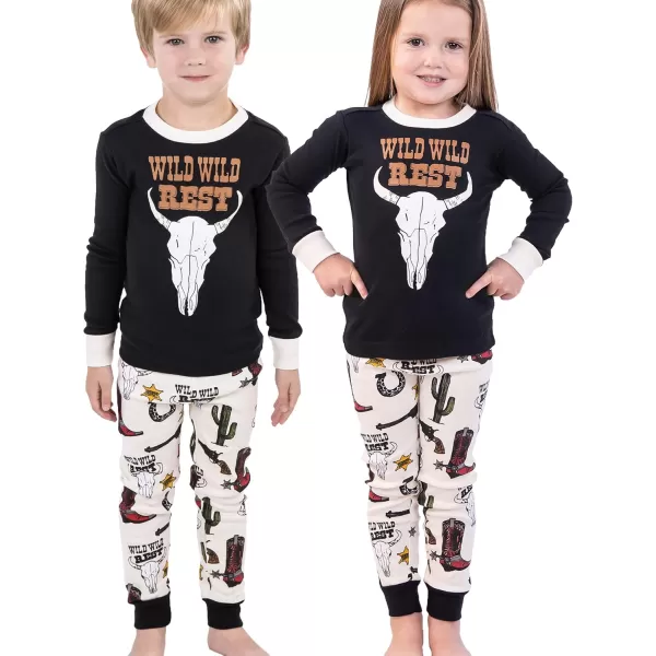 Lazy One Warm LongSleeve PJ Sets for Girls and Boys Funny Kids Pajama Sets Cozy ComfyWild Wild Rest Pajama Sets