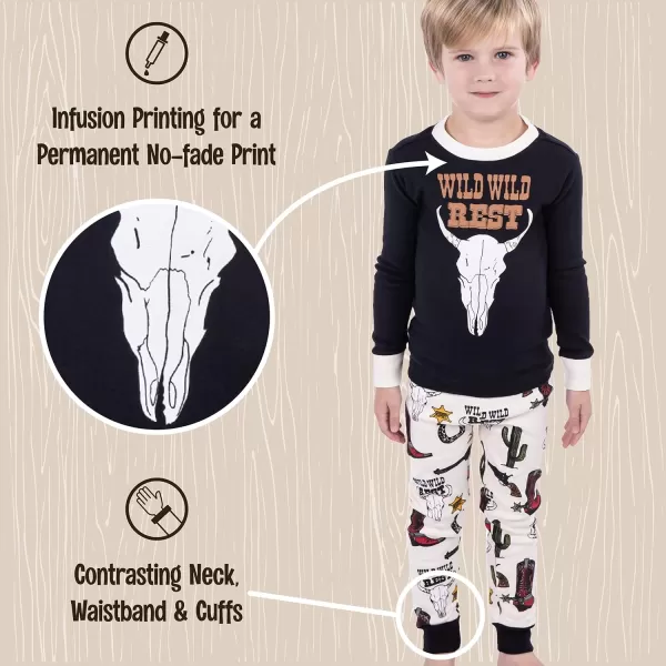Lazy One Warm LongSleeve PJ Sets for Girls and Boys Funny Kids Pajama Sets Cozy ComfyWild Wild Rest Pajama Sets