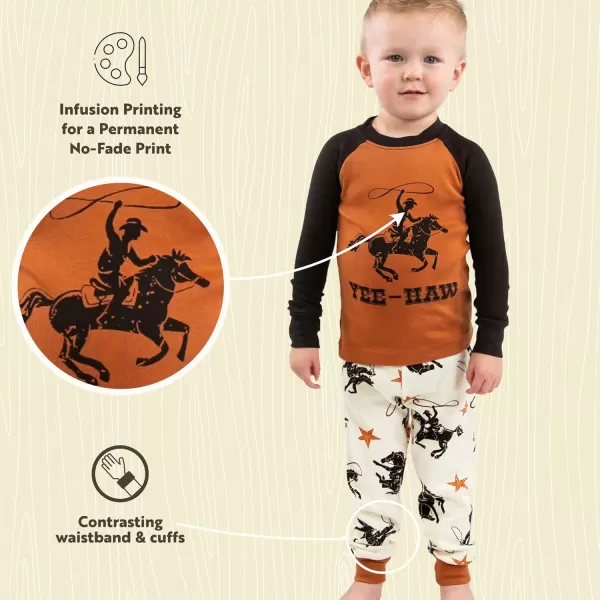 Lazy One Warm LongSleeve PJ Sets for Girls and Boys Funny Kids Pajama Sets Cozy ComfyYeehaw