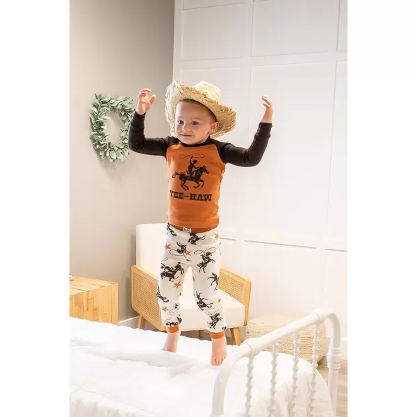 Lazy One Warm LongSleeve PJ Sets for Girls and Boys Funny Kids Pajama Sets Cozy ComfyYeehaw