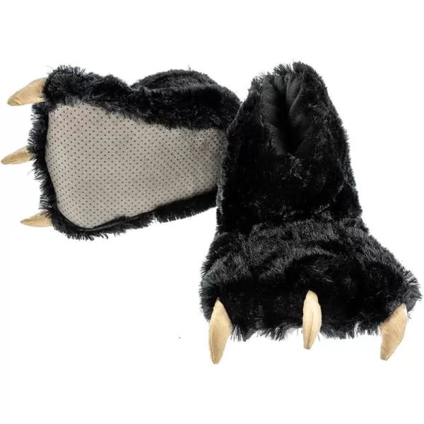 Lazy One Animal Paw Slippers for Kids and Adults Fun Costume for Kids Cozy Furry SlippersBlack Bear Paw Slippers