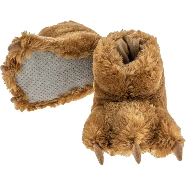 Lazy One Animal Paw Slippers for Kids and Adults Fun Costume for Kids Cozy Furry SlippersBrown Bear Paw Slippers