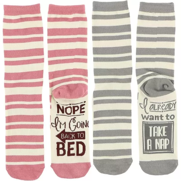 Lazy One CrewLength Funny Socks for Women and Men Crazy Crew Socks with Designs Novelty Socks in Adult Sizes Pack of 2Back to Bed Sock Pack