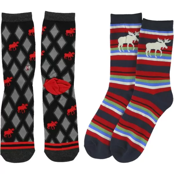 Lazy One CrewLength Funny Socks for Women and Men Crazy Crew Socks with Designs Novelty Socks in Adult Sizes Pack of 2Classy Moose Sock Pack