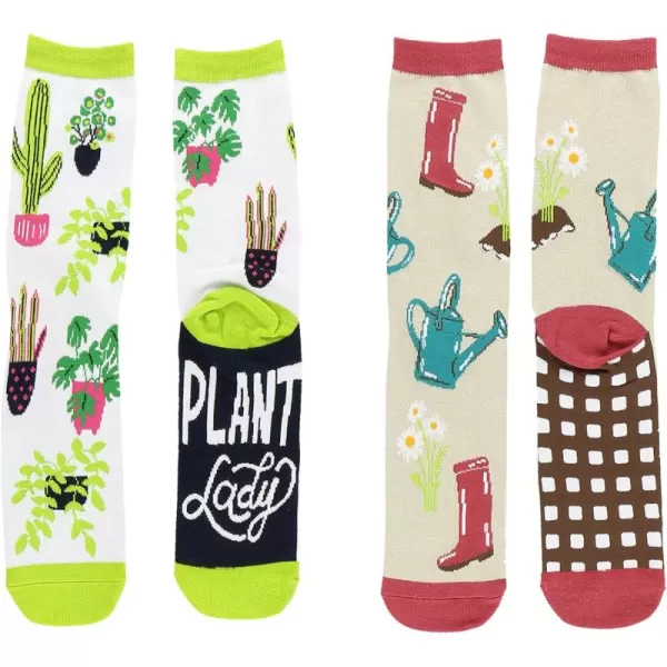 Lazy One CrewLength Funny Socks for Women and Men Crazy Crew Socks with Designs Novelty Socks in Adult Sizes Pack of 2Gardening Sock Pack