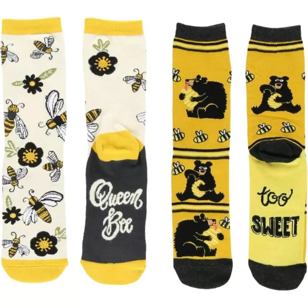 Lazy One CrewLength Funny Socks for Women and Men Crazy Crew Socks with Designs Novelty Socks in Adult Sizes Pack of 2Honey Sock Pack