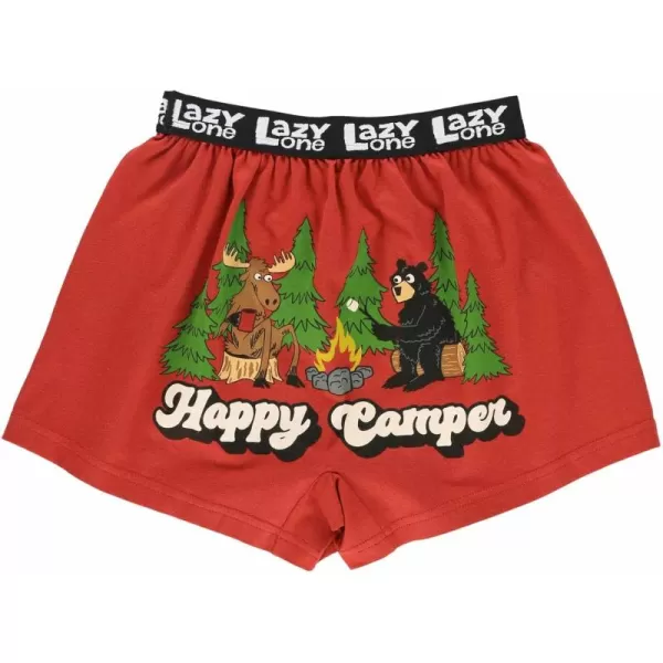 Lazy One Funny Animal Boxers Novelty Boxer Shorts Hunorous Kids Underwear Gag Gifts for BoysHappy Camper Kids Boxer Red
