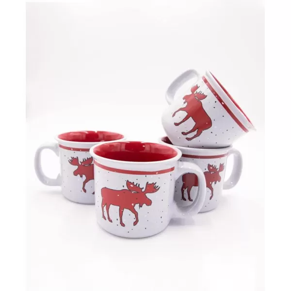 Lazy One Novelty Mugs Funny Gift Mug for Family Friends or Coworkers in your Office Set of 4 Happy CamperCabin Moose Mug 4 Pack