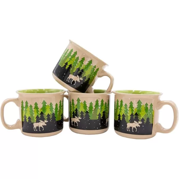 Lazy One Novelty Mugs Funny Gift Mug for Family Friends or Coworkers in your Office Set of 4 Happy CamperForest Mug 4 Pack