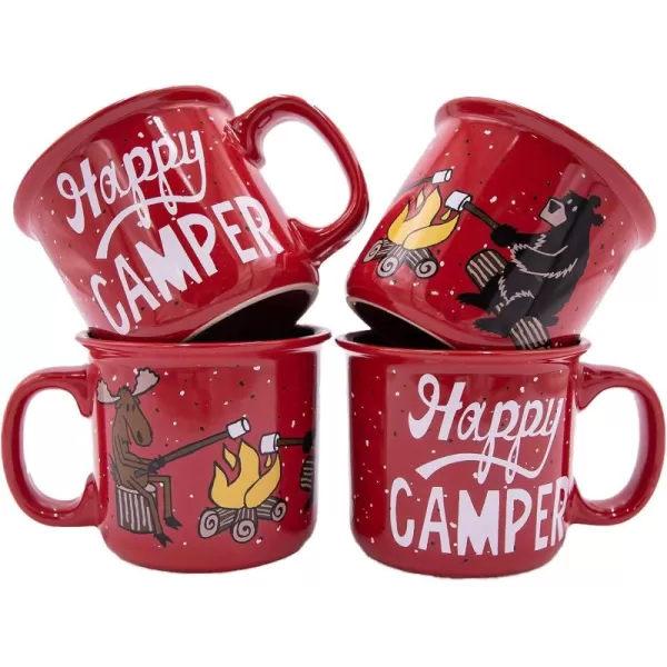 Lazy One Novelty Mugs Funny Gift Mug for Family Friends or Coworkers in your Office Set of 4 Happy CamperHappy Camper Mug 4 Pack