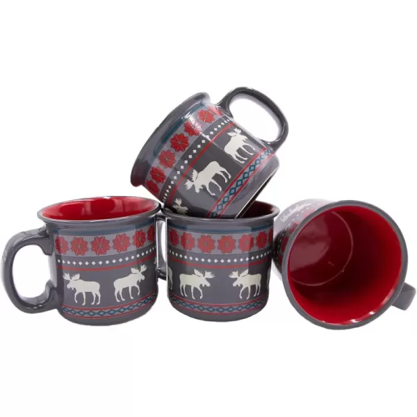 Lazy One Novelty Mugs Funny Gift Mug for Family Friends or Coworkers in your Office Set of 4 Happy CamperMoose Fair Isle Mug 4 Pack
