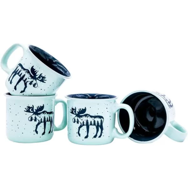 Lazy One Novelty Mugs Funny Gift Mug for Family Friends or Coworkers in your Office Set of 4 Happy CamperMountain Moose Mug 4 Pack