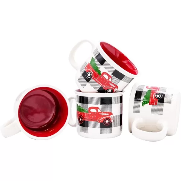 Lazy One Novelty Mugs Funny Gift Mug for Family Friends or Coworkers in your Office Set of 4 Happy CamperTruck Plaid Mug 4 Pack