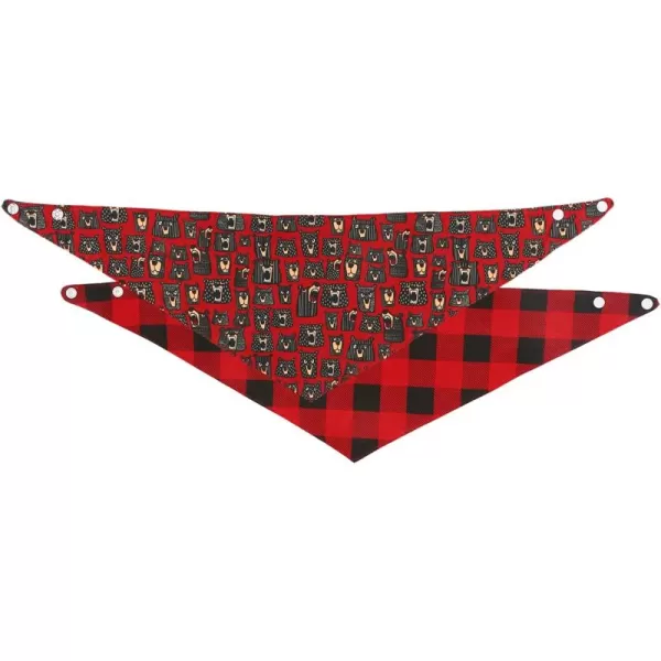 Lazy One Reversible Dog Bandana Cute Accessories for Pets Stripes MediumLarge LabsRed Plaid Dog Bandana