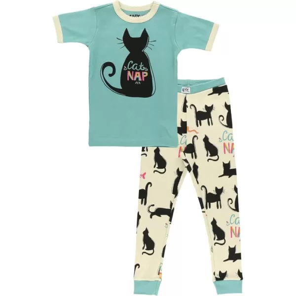 Lazy One ShortSleeve Pajamas Sets for Girls and Boys Kids Soft Animal PJs Lake PajamasCat Nap Pajama Sets