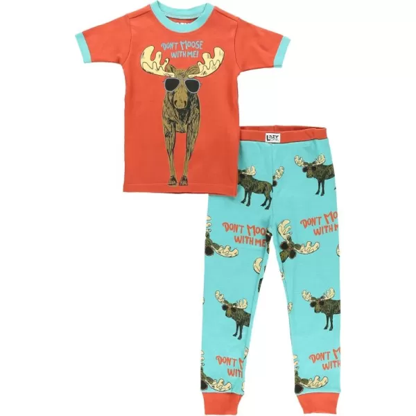 Lazy One ShortSleeve Pajamas Sets for Girls and Boys Kids Soft Animal PJs Lake PajamasDont Moose Pajama Sets