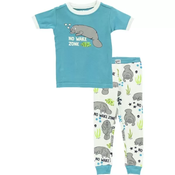 Lazy One ShortSleeve Pajamas Sets for Girls and Boys Kids Soft Animal PJs Lake PajamasManatee Pajama Sets