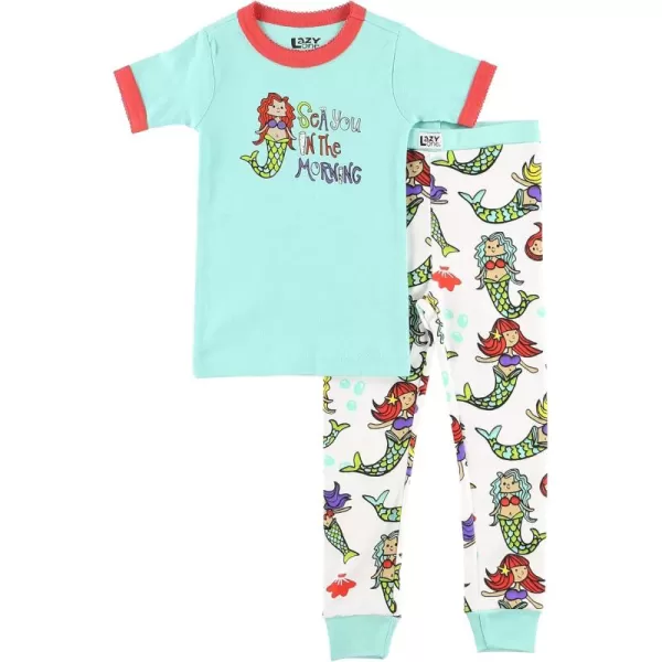 Lazy One ShortSleeve Pajamas Sets for Girls and Boys Kids Soft Animal PJs Lake PajamasMermaid Pajama Sets