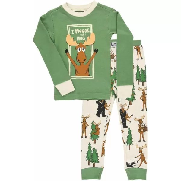 Moose Hug Green Pajama Sets