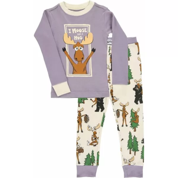 Moose Hug Purple Pajama Sets