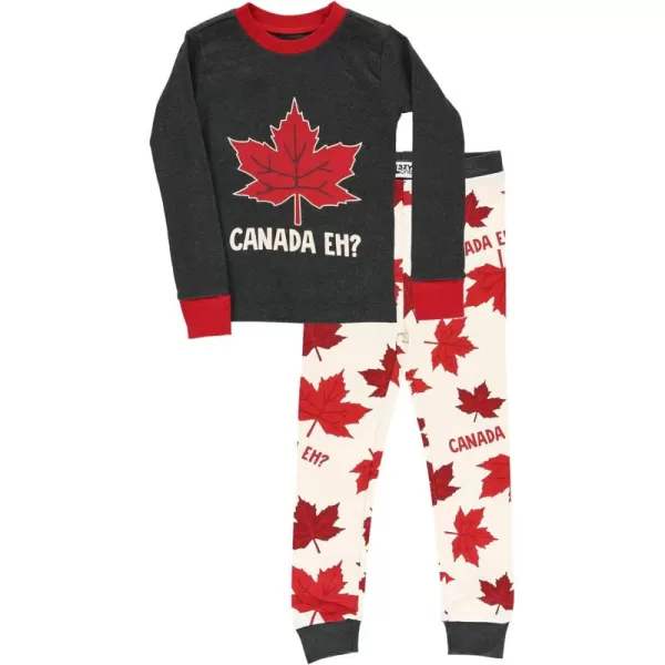 Lazy One Warm LongSleeve PJ Sets for Girls and Boys Funny Animal Kids Pajama Sets Cozy ComfyCanada Eh Pajama Sets
