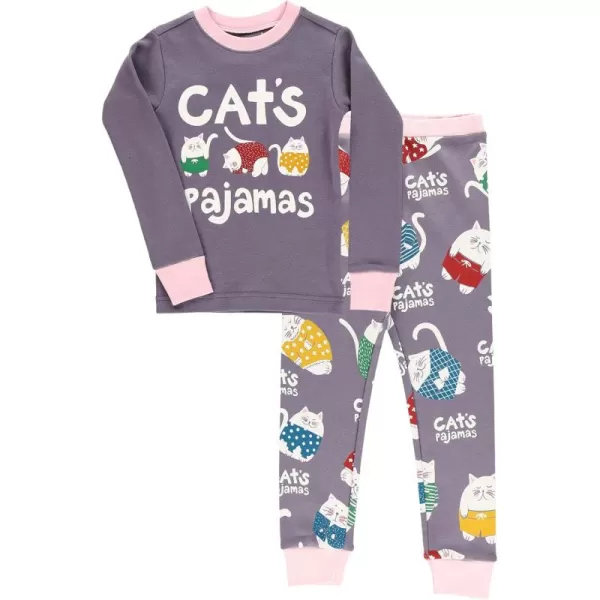 Lazy One Warm LongSleeve PJ Sets for Girls and Boys Funny Animal Kids Pajama Sets Cozy ComfyCats Pajamas Sets