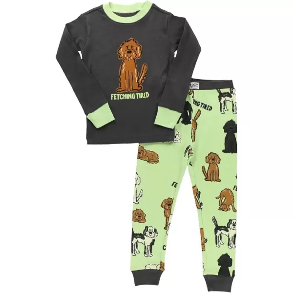 Lazy One Warm LongSleeve PJ Sets for Girls and Boys Funny Animal Kids Pajama Sets Cozy ComfyFetching Tired Pajama Sets
