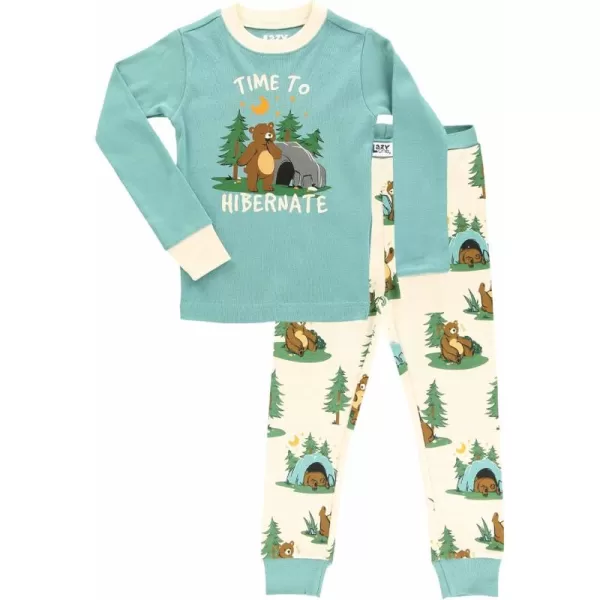 Lazy One Warm LongSleeve PJ Sets for Girls and Boys Funny Animal Kids Pajama Sets Cozy ComfyHibernate Pajama Sets