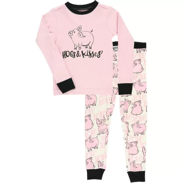 Lazy One Warm LongSleeve PJ Sets for Girls and Boys Funny Animal Kids Pajama Sets Cozy ComfyHogs  Kisses