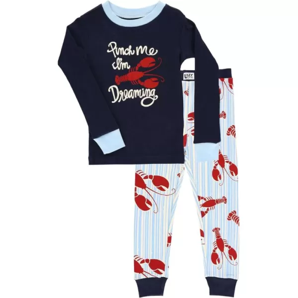 Lazy One Warm LongSleeve PJ Sets for Girls and Boys Funny Animal Kids Pajama Sets Cozy ComfyLobster Stripe Pajama Sets
