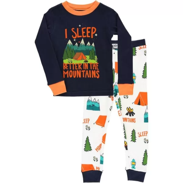 Lazy One Warm LongSleeve PJ Sets for Girls and Boys Funny Animal Kids Pajama Sets Cozy ComfySleep in the Mtn Pajama Sets