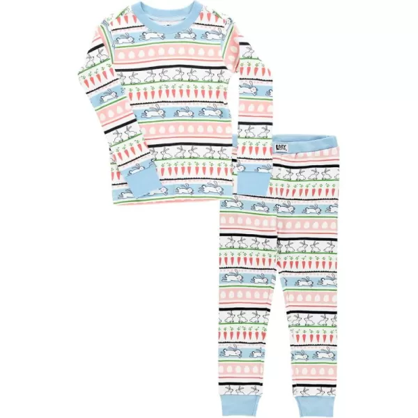 Lazy One Warm LongSleeve PJ Sets for Girls and Boys Funny Animal Kids Pajama Sets Cozy ComfyWhite Bunny Fair Isle Pajama Sets