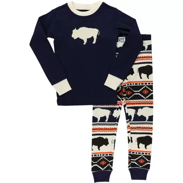 Lazy One Warm LongSleeve PJ Sets for Girls and Boys Funny Kids Pajama Sets Cozy ComfyBuffalo Fair Isle Pajama Sets