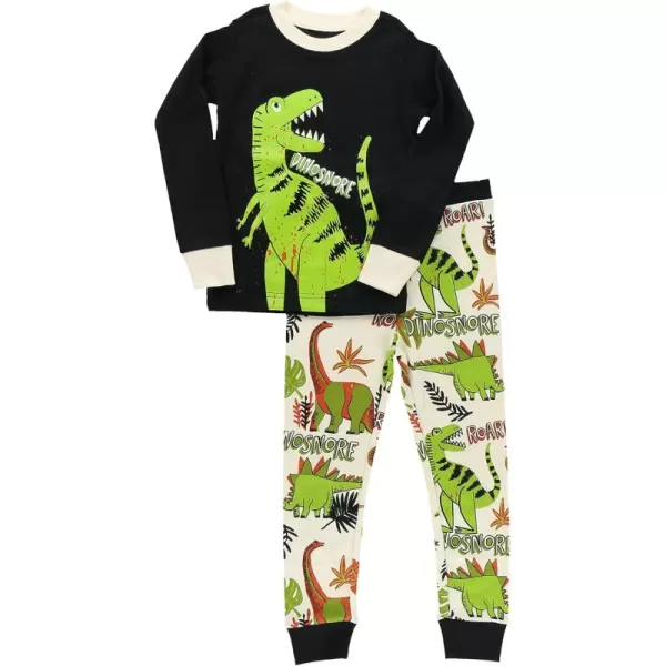 Lazy One Warm LongSleeve PJ Sets for Girls and Boys Funny Kids Pajama Sets Cozy ComfyDinosnore Black Pajama Sets